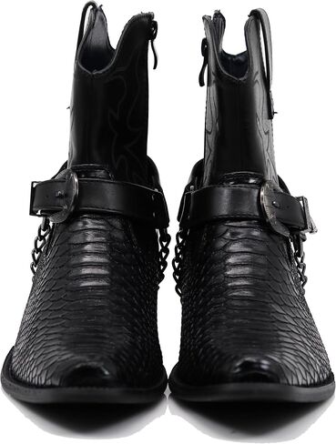 Enzo Romeo EZJ Men's Western Cowboy Motorcycle Ankle Boots with Alligator Prints in Kuwait
