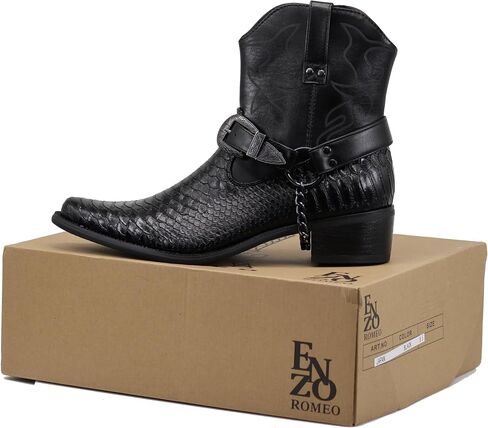 Enzo Romeo EZJ Men's Western Cowboy Motorcycle Ankle Boots with Alligator Prints in Kuwait