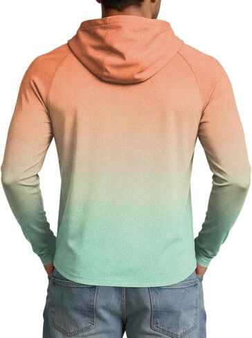 Mens Rash Guard Long Sleeve Fishing Shirts UPF 50+ Cooling with Hooded Tops for Workout Running with Thumb Holes in Saudi Arabia