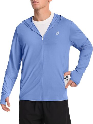 Roadbox Men's UPF 50+ Sun Hoodie Jacket, Full Zip UV Protection Long Sleeve Shirt, Lightweight Breathable for Fishing Hiking in Kuwait