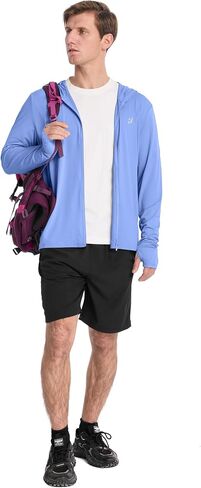 Roadbox Men's UPF 50+ Sun Hoodie Jacket, Full Zip UV Protection Long Sleeve Shirt, Lightweight Breathable for Fishing Hiking in Kuwait
