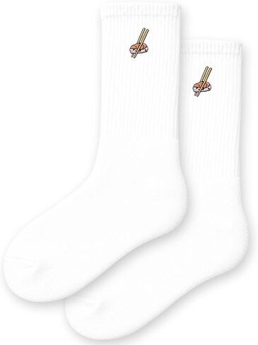Food Embroidered Crew Socks, Funny Food White Novelty Socks for Women in Kuwait