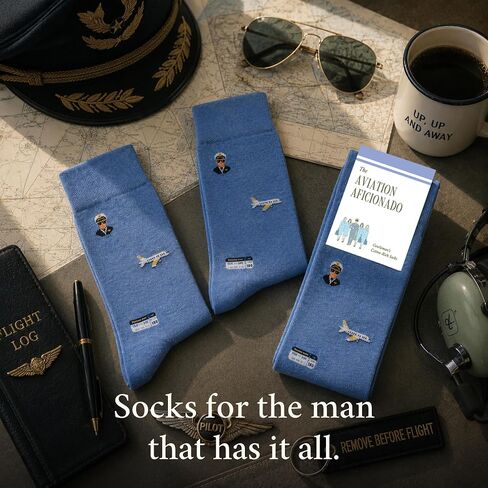 The Aviation Aficionado Socks – Airplane Gifts for Men – Perfect Pilot Gift – 1 x Pair, Size 8-13, Navy – Aviation Gifts for Pilots, Travelers, Airplane Lovers in Saudi Arabia