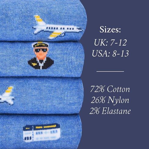 The Aviation Aficionado Socks – Airplane Gifts for Men – Perfect Pilot Gift – 1 x Pair, Size 8-13, Navy – Aviation Gifts for Pilots, Travelers, Airplane Lovers in Saudi Arabia