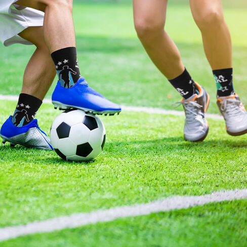 6 Pairs Funny Soccer Socks for Men Youth Novelty Athletic Foofball Themed Cotton Crew Socks Casual Funny Gifts for Soccer Lovers Team Player Coach Fans Party Favors in Saudi Arabia
