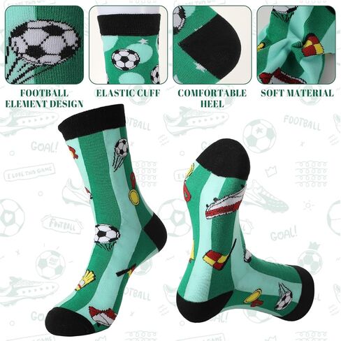 6 Pairs Funny Soccer Socks for Men Youth Novelty Athletic Foofball Themed Cotton Crew Socks Casual Funny Gifts for Soccer Lovers Team Player Coach Fans Party Favors in Saudi Arabia