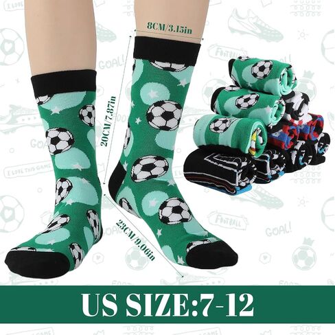 6 Pairs Funny Soccer Socks for Men Youth Novelty Athletic Foofball Themed Cotton Crew Socks Casual Funny Gifts for Soccer Lovers Team Player Coach Fans Party Favors in Saudi Arabia