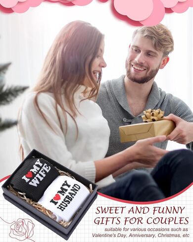 Eurzom 2 Pairs Gift for Husband Boyfriend Funny Couple Socks for Him Her Romantic Gift Ideas for Anniversary Birthday Wedding in Kuwait