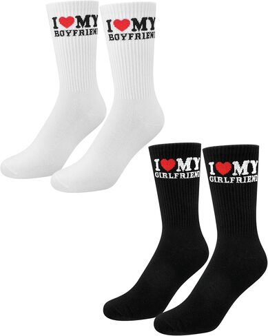 Eurzom 2 Pairs Gift for Husband Boyfriend Funny Couple Socks for Him Her Romantic Gift Ideas for Anniversary Birthday Wedding in Kuwait
