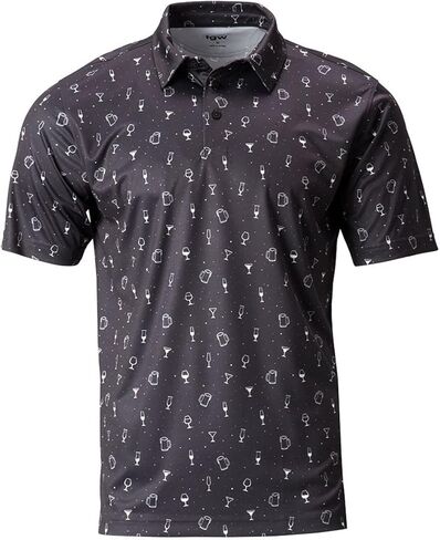 TGW Men's Cocktail Print Golf Polo Shirt for Golfing in Saudi Arabia