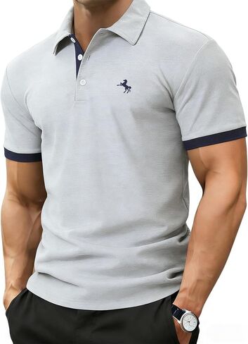 Men's Polo Shirts Short Sleeve Shirts for Men's Regular-Fit, Casual Athletic Collared T-Shirts in Kuwait