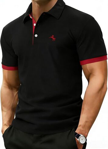 Men's Polo Shirts Short Sleeve Shirts for Men's Regular-Fit, Casual Athletic Collared T-Shirts in Kuwait