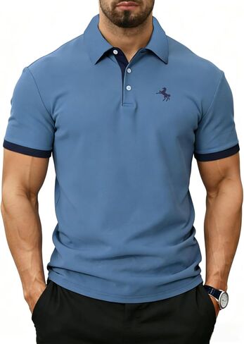 Men's Polo Shirts Short Sleeve Shirts for Men's Regular-Fit, Casual Athletic Collared T-Shirts in Kuwait