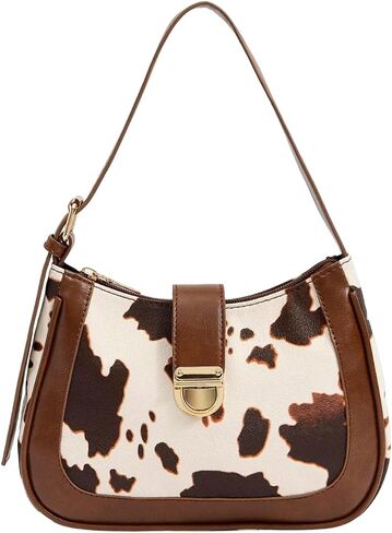 Floerns Women's Western Cow Print Shoulder Bag Handbag Buckle Underarm Clutch Purse in Kuwait