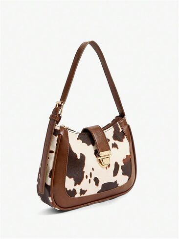 Floerns Women's Western Cow Print Shoulder Bag Handbag Buckle Underarm Clutch Purse in Kuwait
