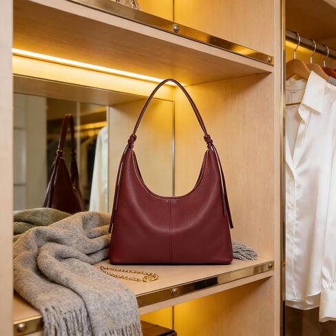 Vegan Leather Slouchy Hobo Purses for Women,Soft Leather Tote Handbags Shoulder Satchel with Tassel Ribbon in Kuwait