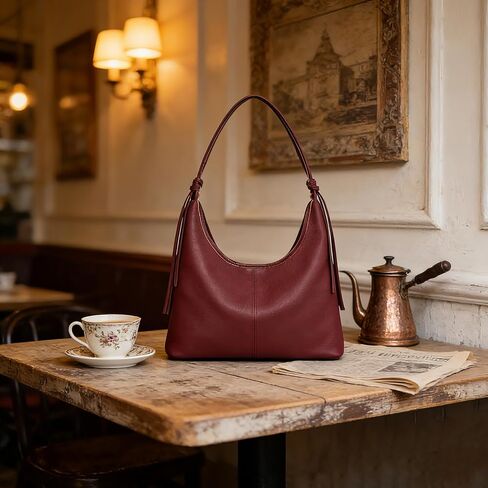 Vegan Leather Slouchy Hobo Purses for Women,Soft Leather Tote Handbags Shoulder Satchel with Tassel Ribbon in Kuwait