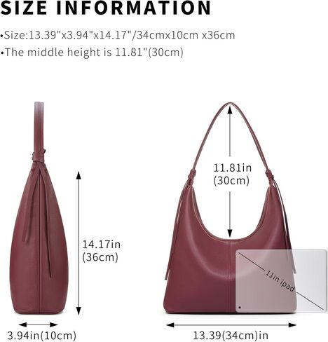Vegan Leather Slouchy Hobo Purses for Women,Soft Leather Tote Handbags Shoulder Satchel with Tassel Ribbon in Kuwait
