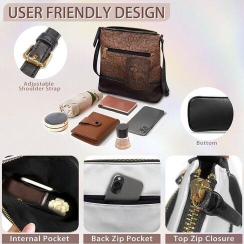 Womens Large Crossbody Bag PU Leather Shoulder Handbag with Zipper Removable Straps Bucket Bags Crossbody in Kuwait
