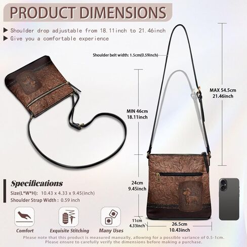 Womens Large Crossbody Bag PU Leather Shoulder Handbag with Zipper Removable Straps Bucket Bags Crossbody in Kuwait