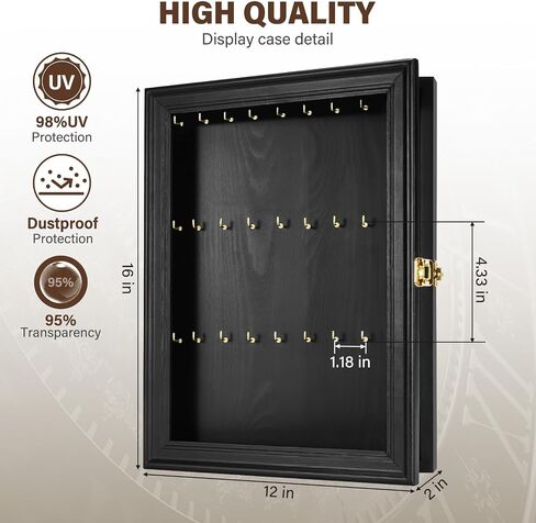 Pocket Watch Display Case, Elegant Keychain Display Stand with 24 Metal Hooks, Wall Mount Display for Pocket Watch Collectors, Unique Gift for Watch Lovers in Saudi Arabia