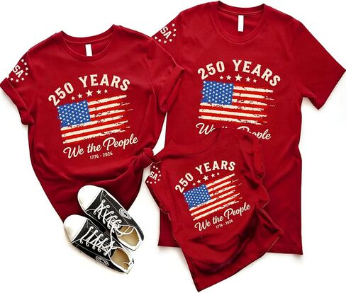 250 Anniversary USA Shirts Family Match USA Shirt 4th of July Tshirt American Flag Casual Clothes Sets Graphic Tee in Saudi Arabia