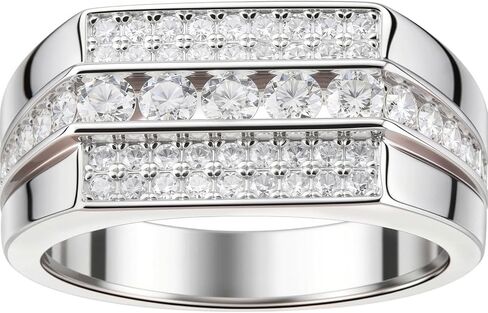 D Color VVS1 Moissanite Rings for Men Promise Engagement Groom Mens Wedding Band Round Size 7-15 in Saudi Arabia