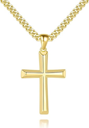 Mens Cross Necklaces Gold Cross Necklace for Men 14K Gold Cross Chain for Men Paired with 4.3mm Cuban Link Chain for Men Dainty Gold Crosses Pendant Necklace for Mens Necklaces 20/22/24in in Saudi Arabia
