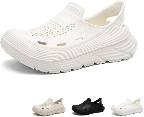 Men's EVA Foam Fashion Foam Runner Closed Toe Slides Hollow Casual Sports Pillow Walking Shoes Cloud Slippers Breathable Anti-Slip Arch Support Garden Beach Indoor Outdoor Shoes in Saudi Arabia