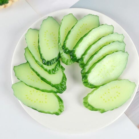 Luxshiny 6pcs Artificial Cucumber Slice Models Lifelike Vegetable Decor for Home Realistic Shop Cucumber Prop in Kuwait