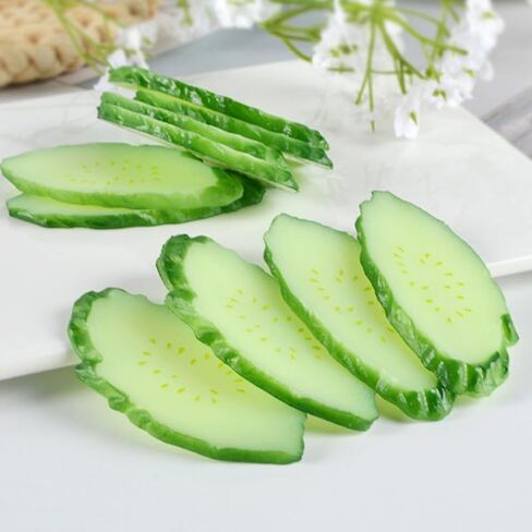 Luxshiny 6pcs Artificial Cucumber Slice Models Lifelike Vegetable Decor for Home Realistic Shop Cucumber Prop in Kuwait