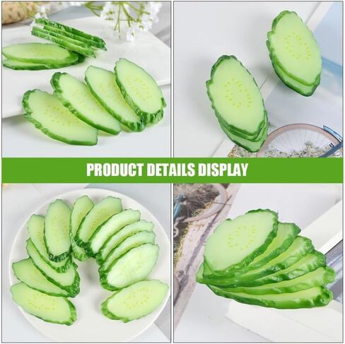 Luxshiny 6pcs Artificial Cucumber Slice Models Lifelike Vegetable Decor for Home Realistic Shop Cucumber Prop in Kuwait