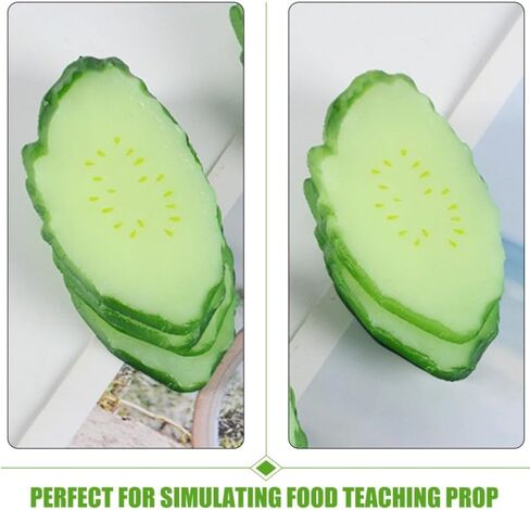 Luxshiny 6pcs Artificial Cucumber Slice Models Lifelike Vegetable Decor for Home Realistic Shop Cucumber Prop in Kuwait