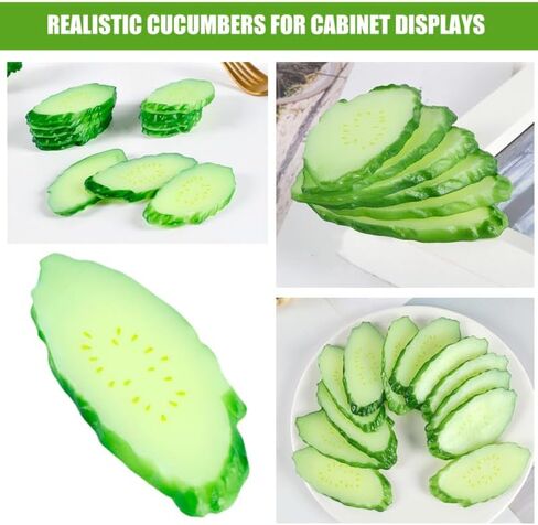 Luxshiny 6pcs Artificial Cucumber Slice Models Lifelike Vegetable Decor for Home Realistic Shop Cucumber Prop in Kuwait
