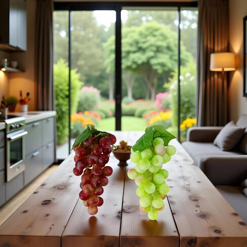 2 Bunches Decorative Artificial Grapes Plastic Hanging Grapes Green and Red Fake Grapes Faux Fruit Centerpieces Props Simulated Fruit Ornaments for Home Kitchen in Saudi Arabia