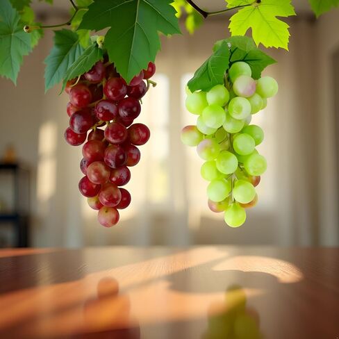 2 Bunches Decorative Artificial Grapes Plastic Hanging Grapes Green and Red Fake Grapes Faux Fruit Centerpieces Props Simulated Fruit Ornaments for Home Kitchen in Saudi Arabia