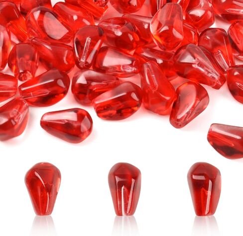 Artificial Pomegranate Seeds, 50 Pcs Glass Pomegranate Seeds Fake Fruits for Home Kitchen Vase Filler Table Decor DIY Crafts Pendants Props in Kuwait