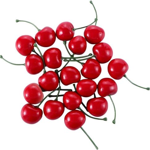 20pcs Red Artificial Cherries, Fake Fruit Decor Simulation Cherry Model Lifelike Fruit Cherry Ornament, Home Kitchen Party Decoration Desk Ornament Photography Prop in Kuwait
