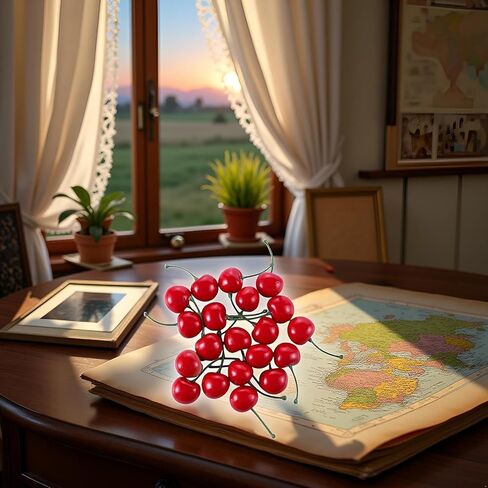 20pcs Red Artificial Cherries, Fake Fruit Decor Simulation Cherry Model Lifelike Fruit Cherry Ornament, Home Kitchen Party Decoration Desk Ornament Photography Prop in Kuwait