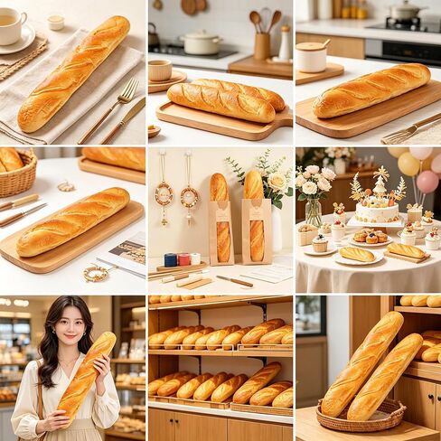 3pcs PU Material Fake Baguette, Artificial French Long Bread Loaf, Fake Bread Loaves for Food Props Display Home Kitchen Bakery Restaurant Decoration in Saudi Arabia