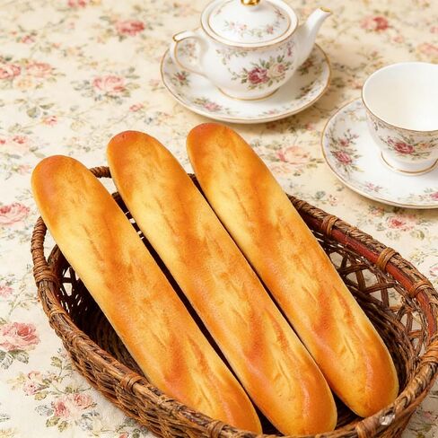 3pcs PU Material Fake Baguette, Artificial French Long Bread Loaf, Fake Bread Loaves for Food Props Display Home Kitchen Bakery Restaurant Decoration in Saudi Arabia