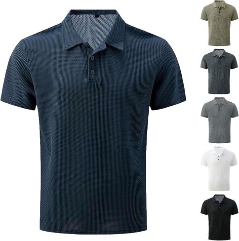 Breeze Polo Shirt for Men – Beer Belly Fit Stretchy Quick Dry Textured Collared Top Casual Short Sleeve Golf Shirt in Kuwait
