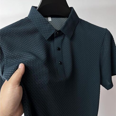 Breeze Polo Shirt for Men – Beer Belly Fit Stretchy Quick Dry Textured Collared Top Casual Short Sleeve Golf Shirt in Kuwait