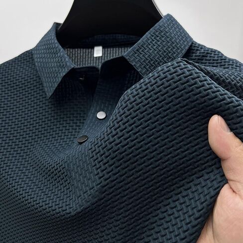 Breeze Polo Shirt for Men – Beer Belly Fit Stretchy Quick Dry Textured Collared Top Casual Short Sleeve Golf Shirt in Kuwait