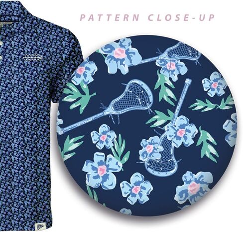Adult Navy Hibiscus Lacrosse Polo in Kuwait