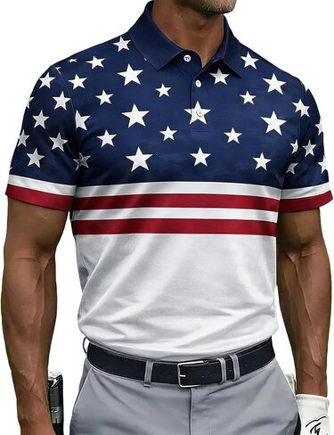 Men's 250th Anniversary USA Star Striped Polo Shirt Patriotic American Flag Short Sleeve Golf Casual Summer Tops in Saudi Arabia
