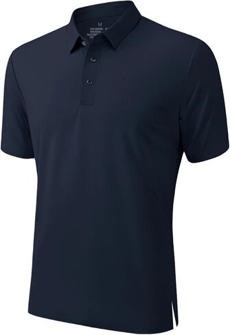 Men's Polo Shirts Quick Dry Moisture Wicking Performance Short Sleeve Golf Shirt Business Casual Top, Sleek Buttons in Saudi Arabia