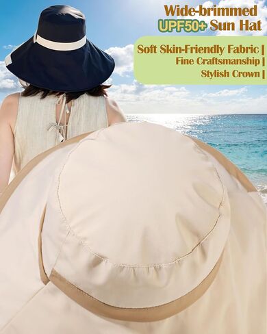 Women Wide Brim Sun Hats UPF50+ UV-Protection Packable Wired-Edge Summer Travel Beach Hat Fashion Garden Bucket Hat in Kuwait