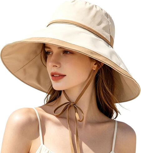 Women Wide Brim Sun Hats UPF50+ UV-Protection Packable Wired-Edge Summer Travel Beach Hat Fashion Garden Bucket Hat in Saudi Arabia