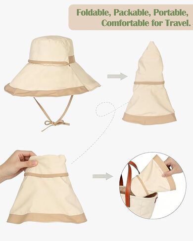 Women Wide Brim Sun Hats UPF50+ UV-Protection Packable Wired-Edge Summer Travel Beach Hat Fashion Garden Bucket Hat in Kuwait